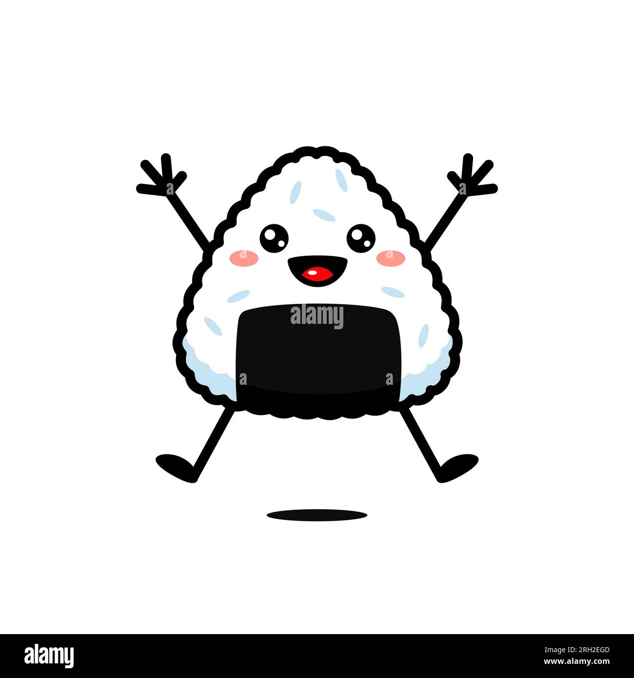 Cute Japanese Onigiri Rice Ball Cartoon Character Premium Vector Stock