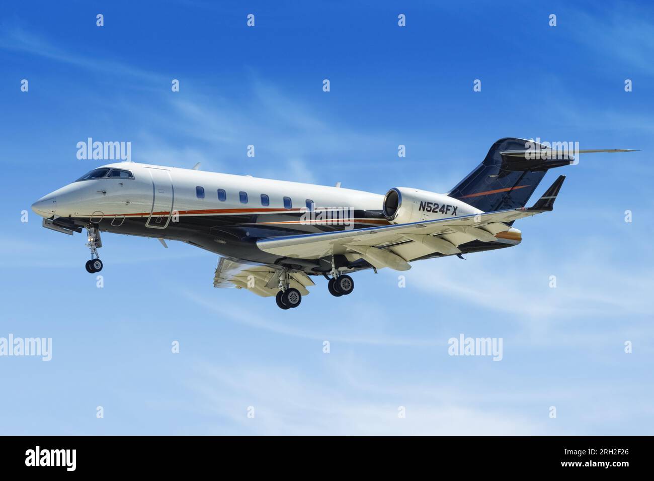 Bombardier Challenger 300 N524FX operated by Flexjet landing at Palm Springs March 2023 Stock Photo