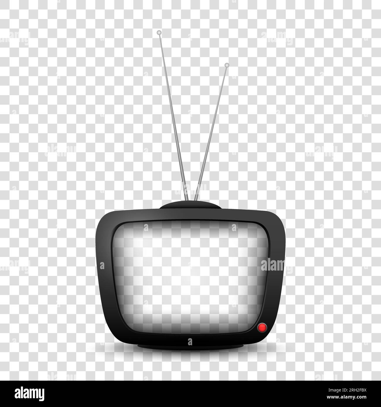 Old realistic TV. Retro television mock up with transperent screen