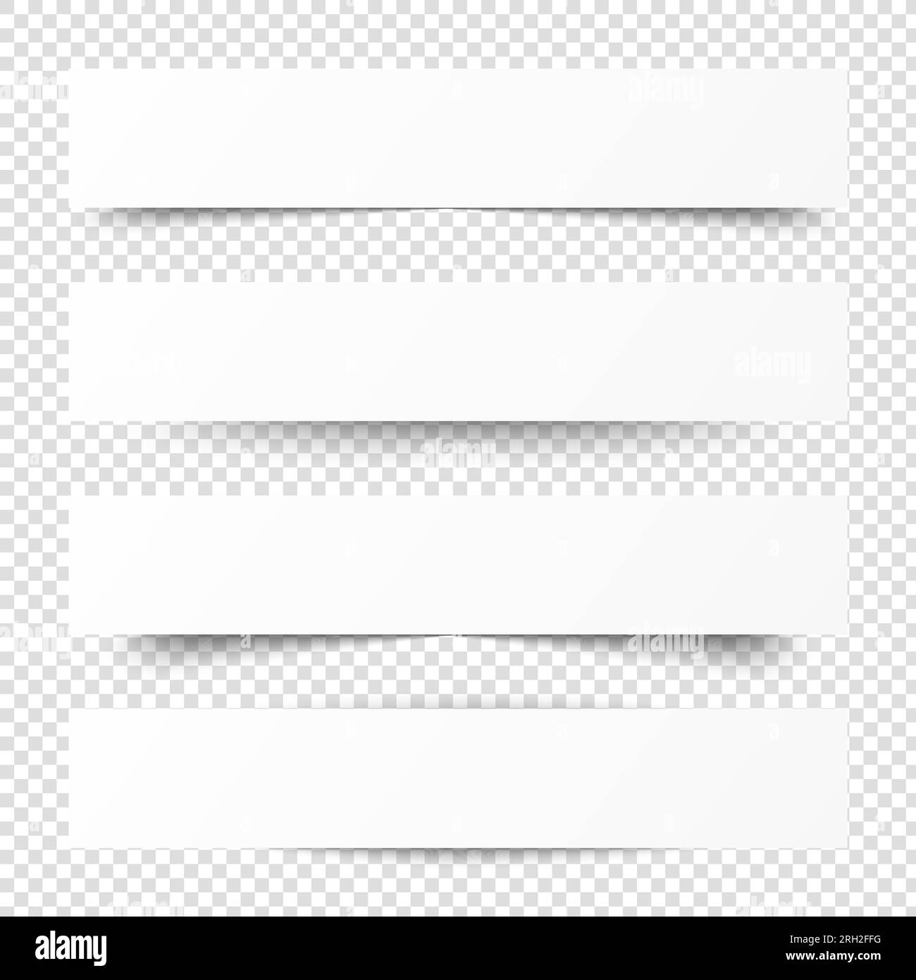 Empty white banners with shadow. Paper blurb banner.  vector header