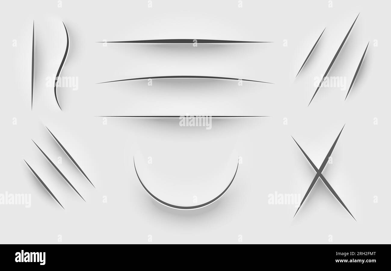 Cut paper. Realistic cut with a office knife on paper sheet. Claws