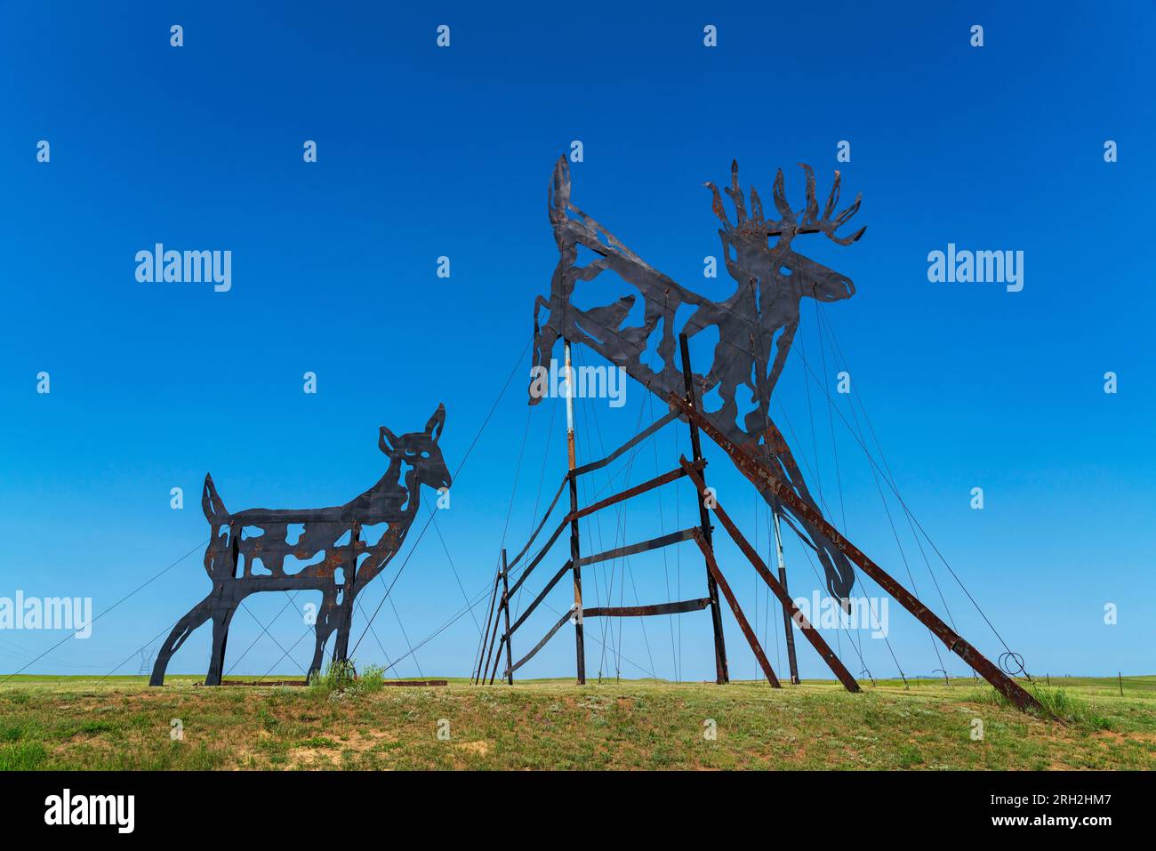 Deer Crossing sculpture on North Dakota’s Enchanted Highway Stock Photo