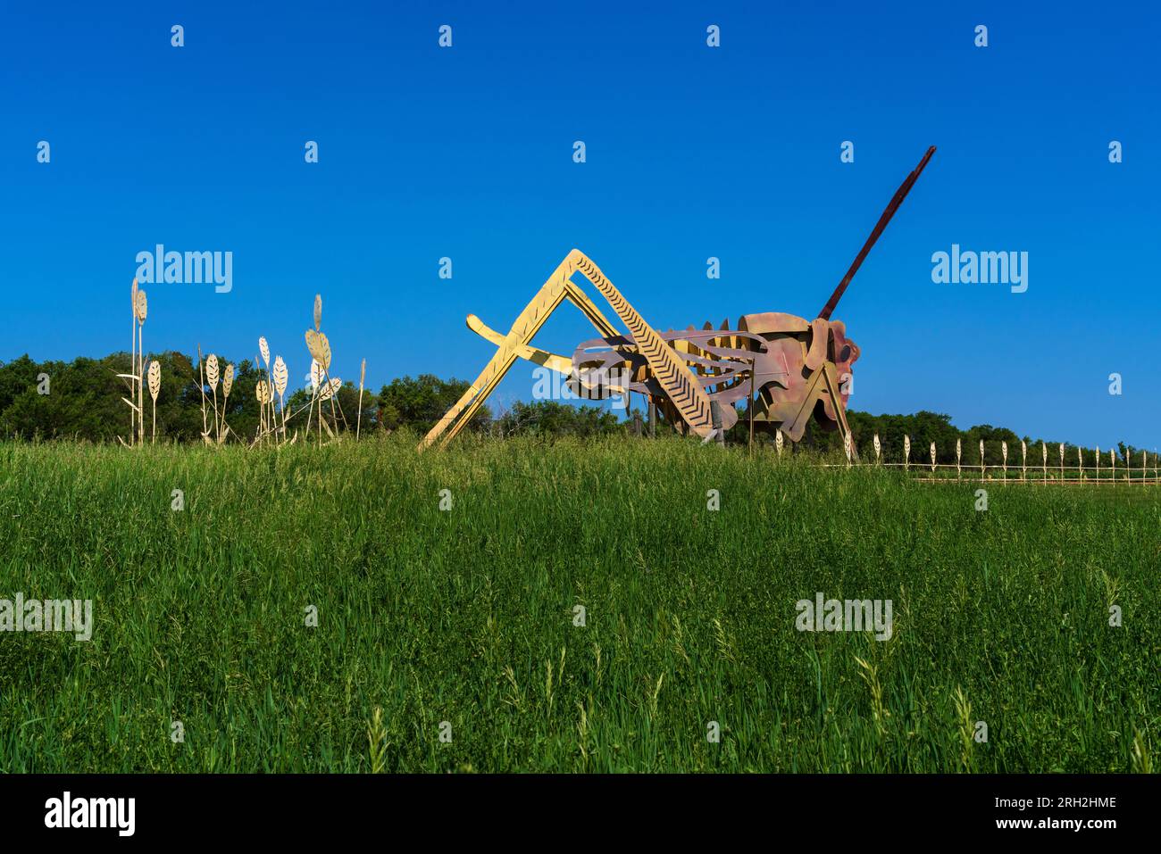 Grasshoppers in the Field sculpture on North Dakota’s Enchanted Highway Stock Photo