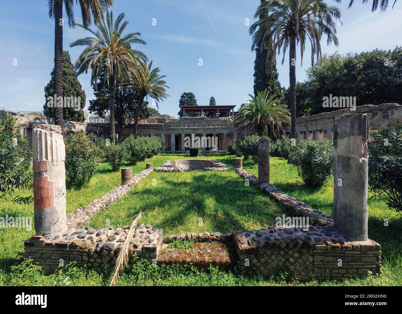 Pompeii Archaeological Site, Campania, Italy. The gardens of Villa di ...