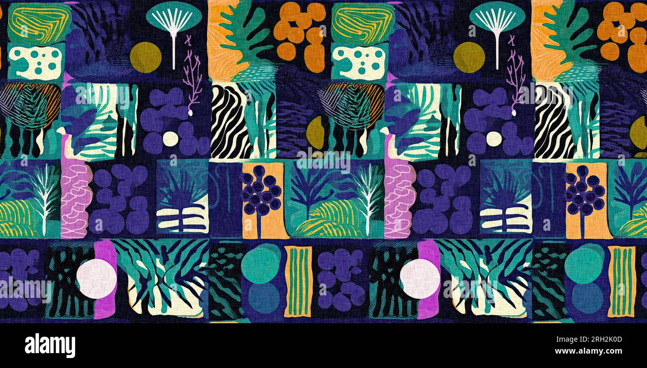 Pattern Clash Cartoon Modern fun pattern clash fabric border print for summer beach textile ...