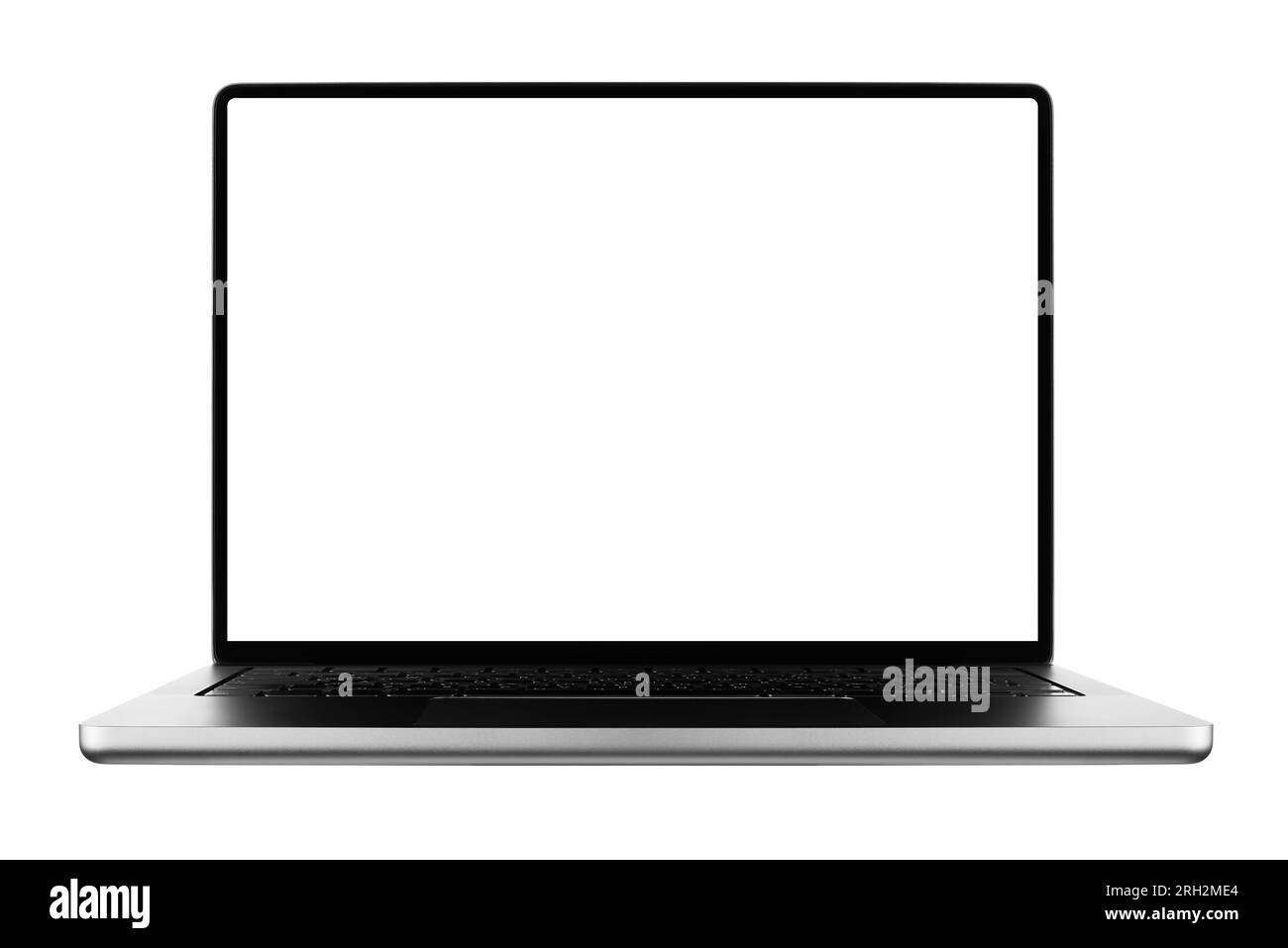 Modern Laptop Mockup with a white screen isolated on a white background, Based on a High-quality Studio shot, new Laptop frameless design concept Stock Photo