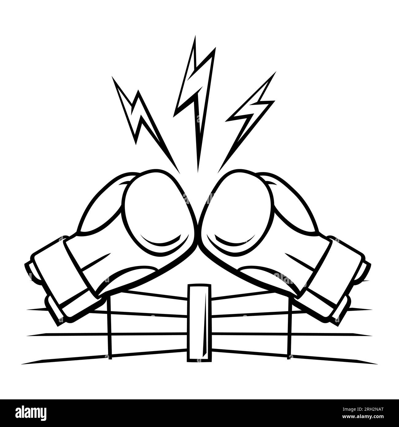 Emblem with boxing gloves. Box club label. Sport illustration in