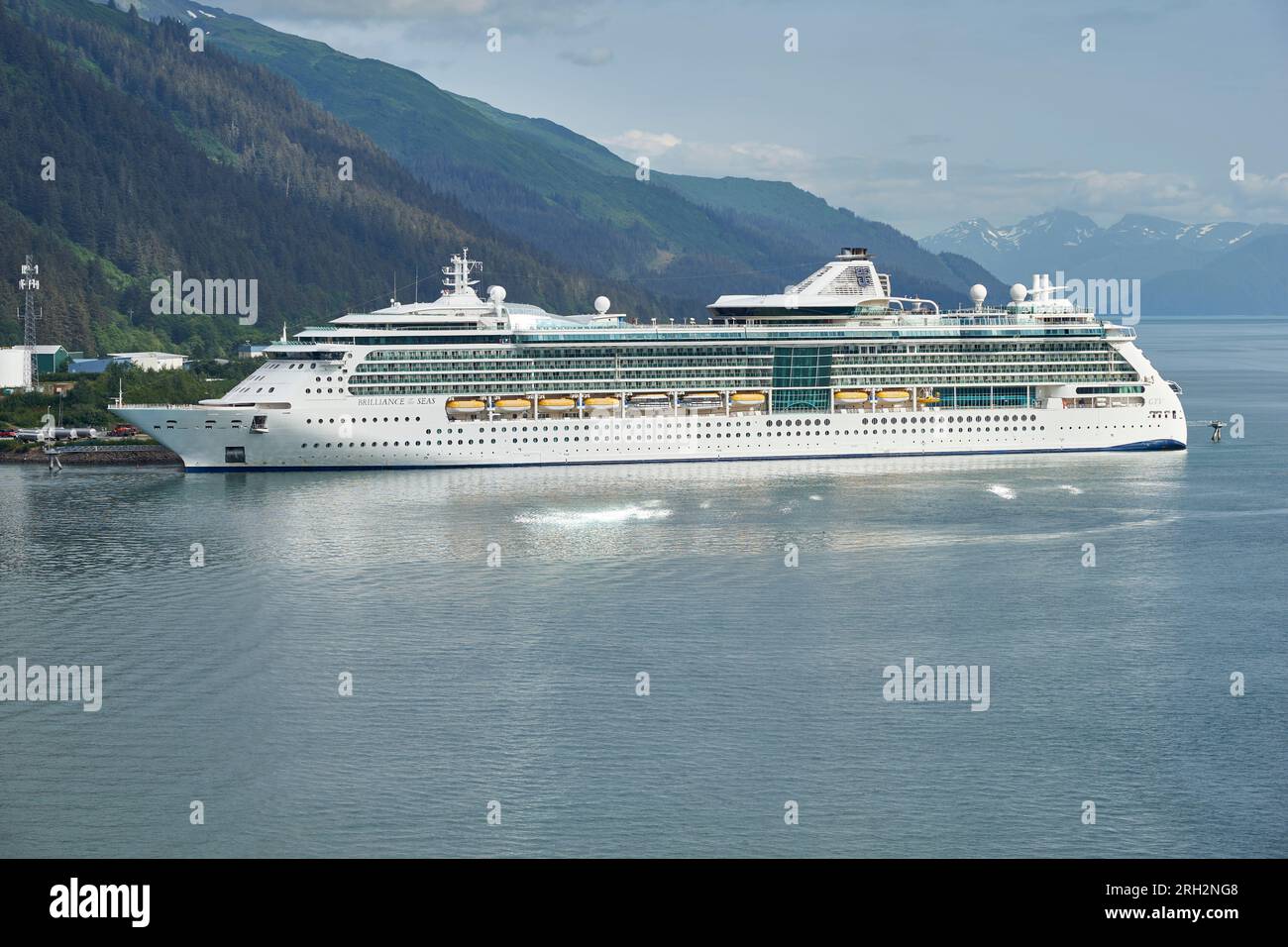 View of the Royal Caribbean, Brilliance of the Seas Cruise Ship in Juneau, Alaska Stock Photo