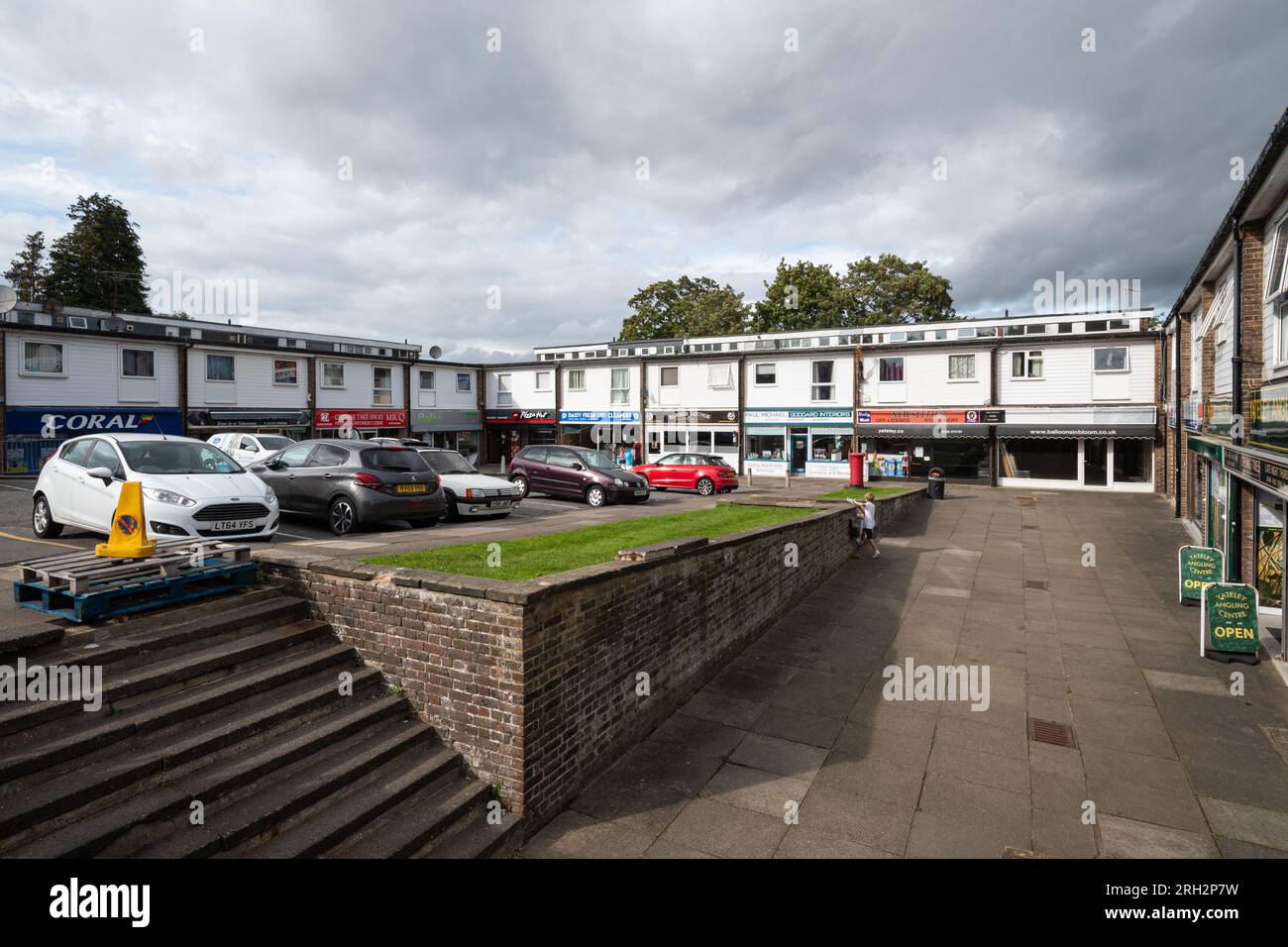 Shops shopping arcade in Yateley town in Hampshire, England, UK Stock