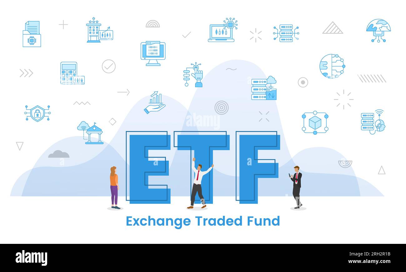 Etf Exchange Traded Fund Concept With Big Words And People Surrounded ...