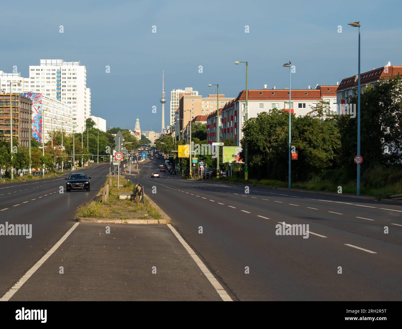 Urban highway of European city. Urban landscape. Stock Photo