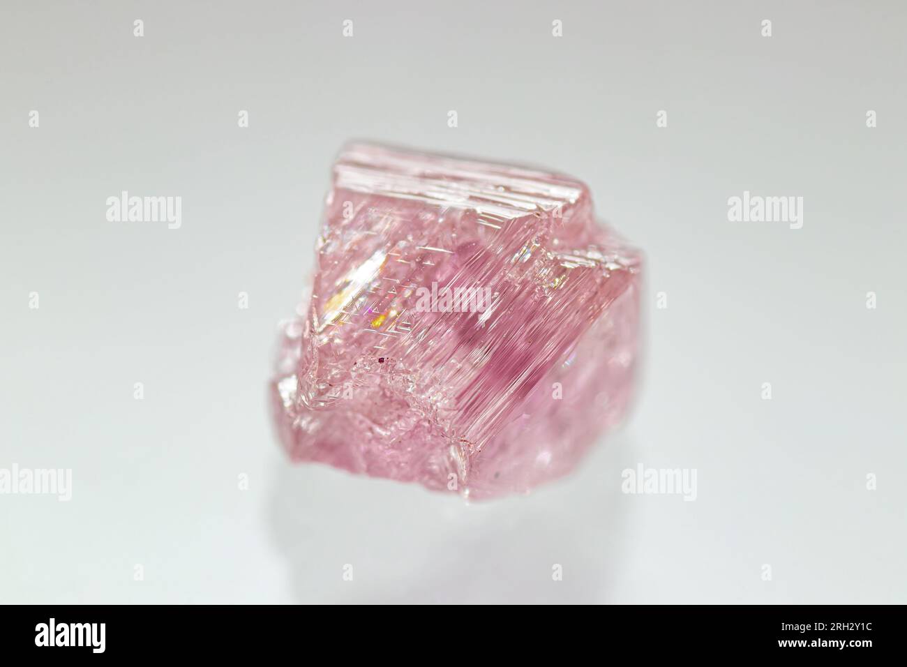 Closeup rare color rough uncut pink diamond crystal Stock Photo