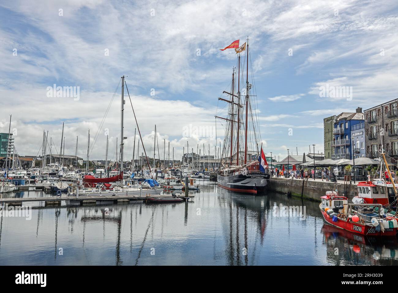 The Oosterchelde, a replica of HMS Beagle berthed at Sutton Harbour