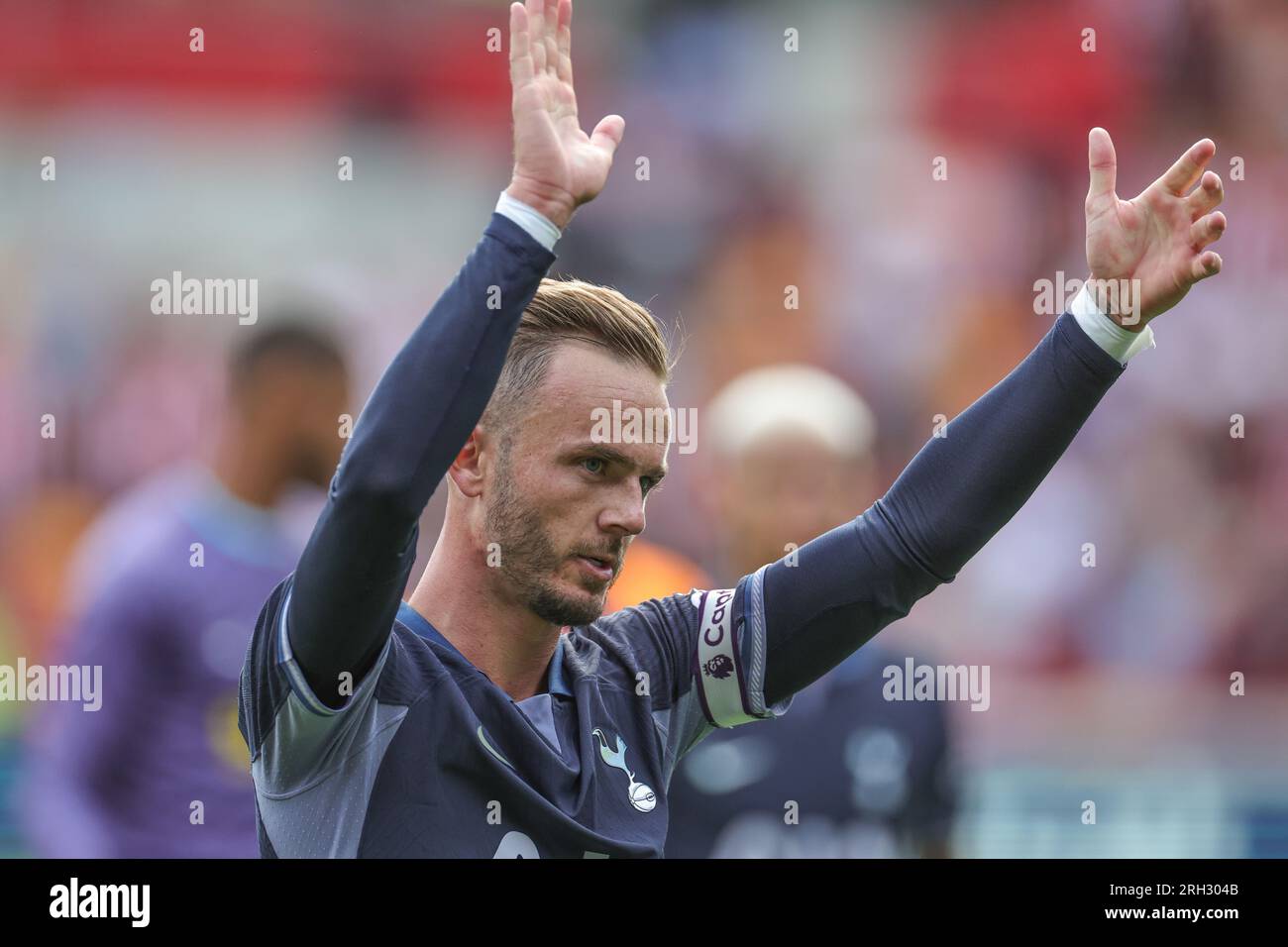 James Maddison Tottenham Hotspur applauds the away fans during the