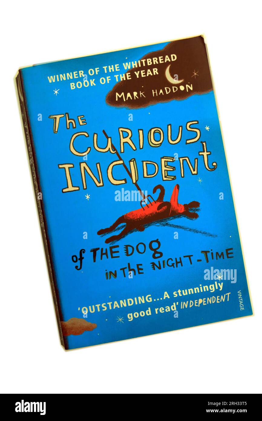 The Curious Incident of The Dog in The Night-Time book cover. Mark Haddon.  Studio setup. August 2023. Stock Photo