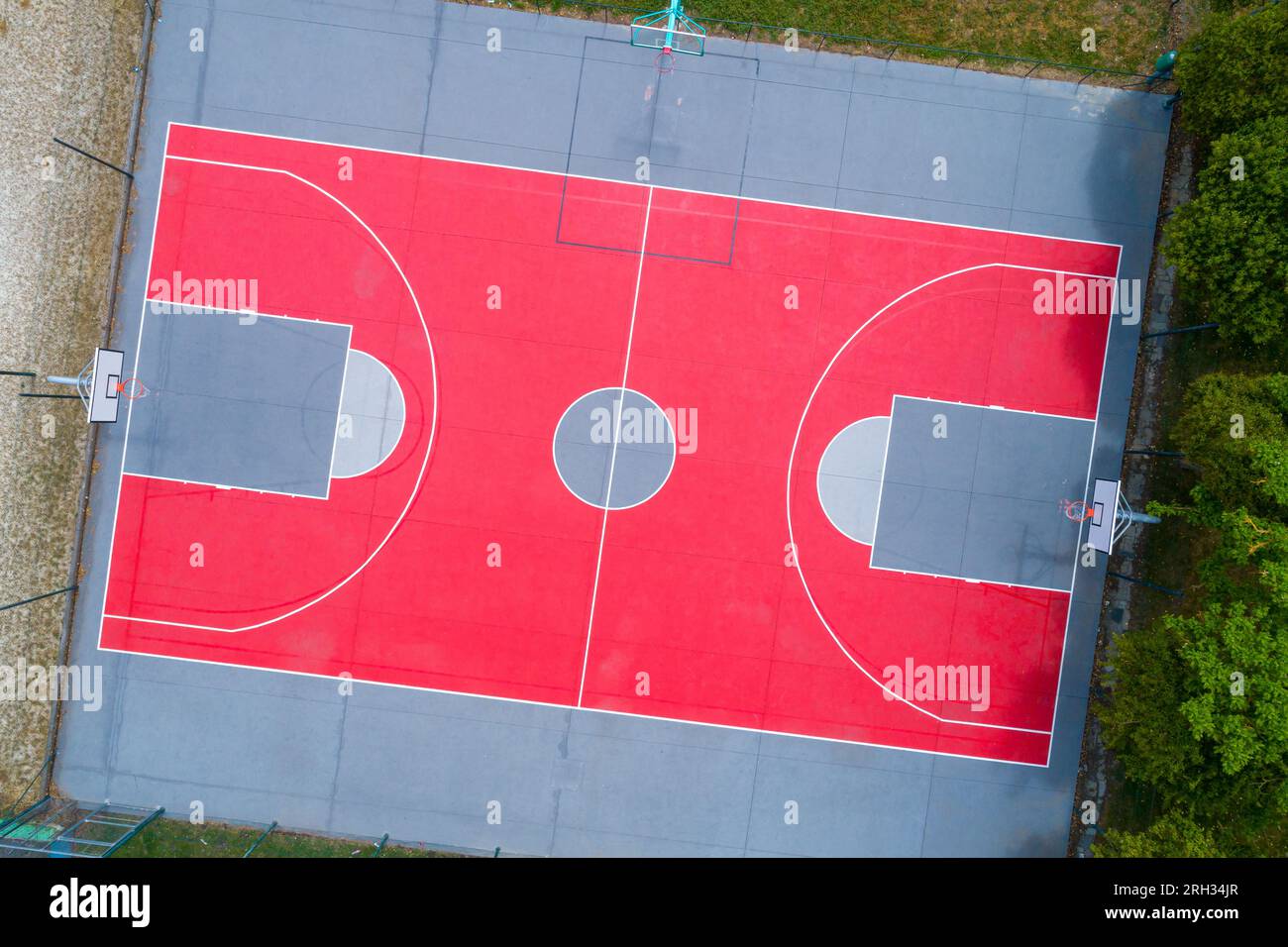 aerial drone view of outdoor basketball court Stock Photo Alamy