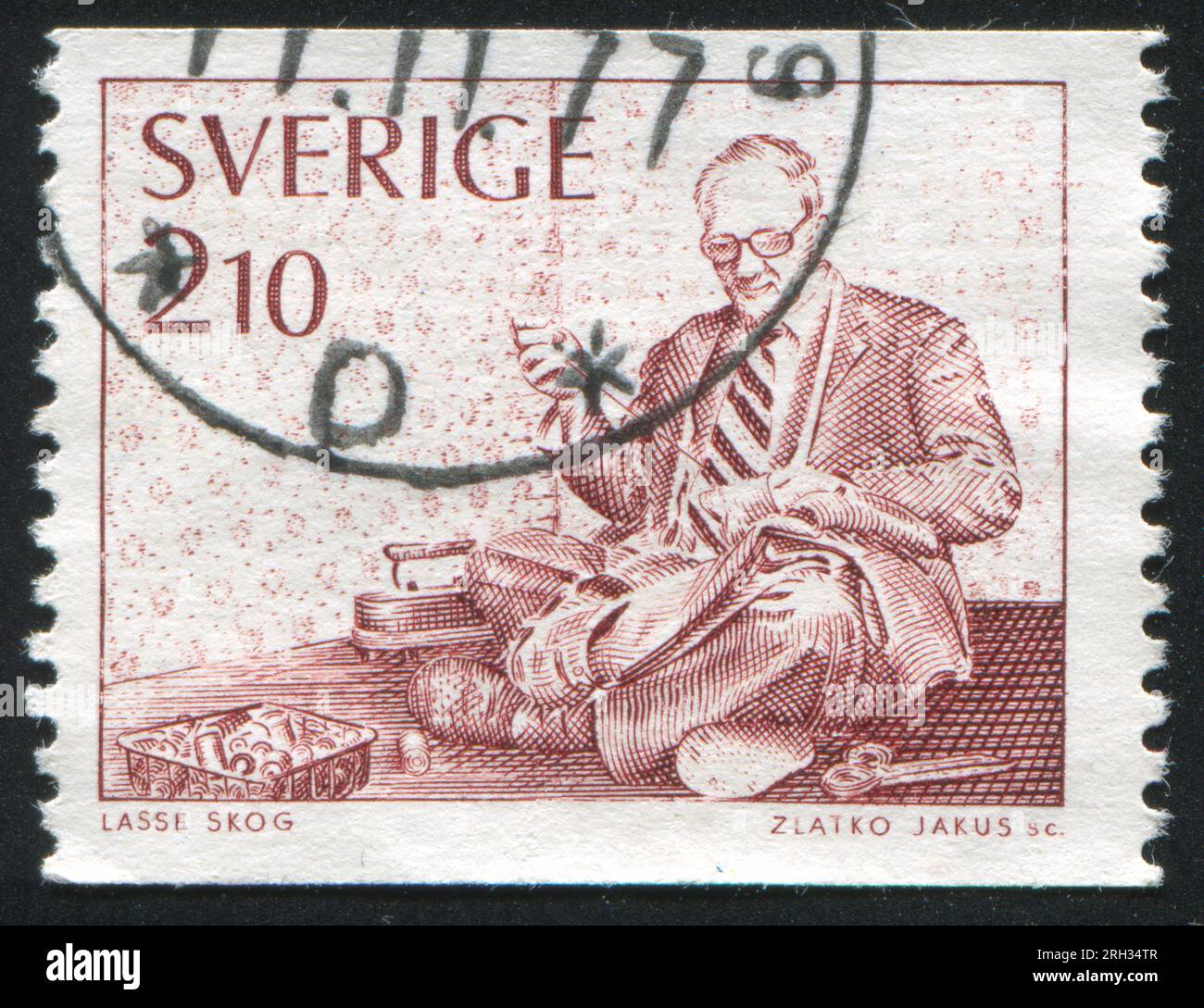 SWEDEN - CIRCA 1977: stamp printed by Sweden, shows Tailor, circa 1977 Stock Photo