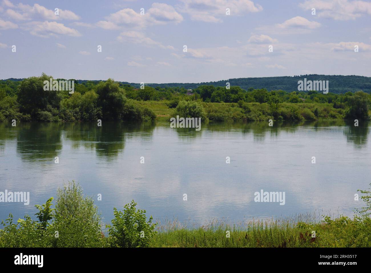 Dniester River between Moldova, Soroca city, and Ukraine Stock Photo