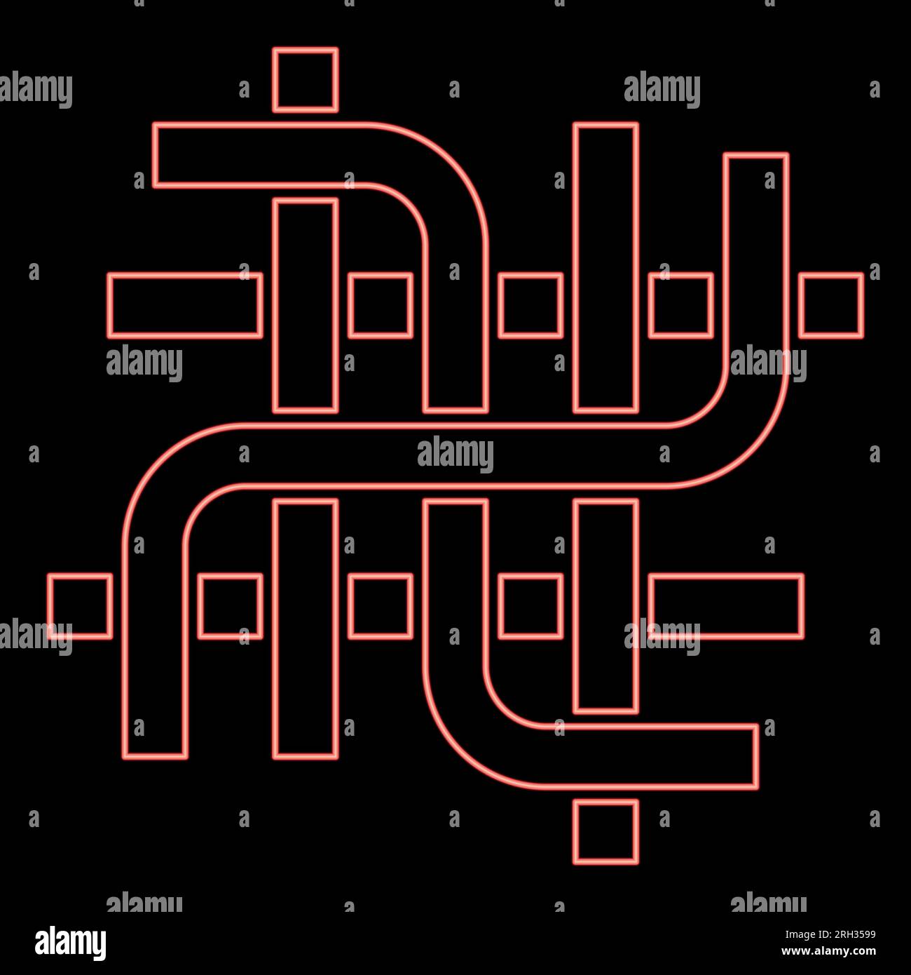 Neon pipes pipeline plumbing tubes net conduit red color vector