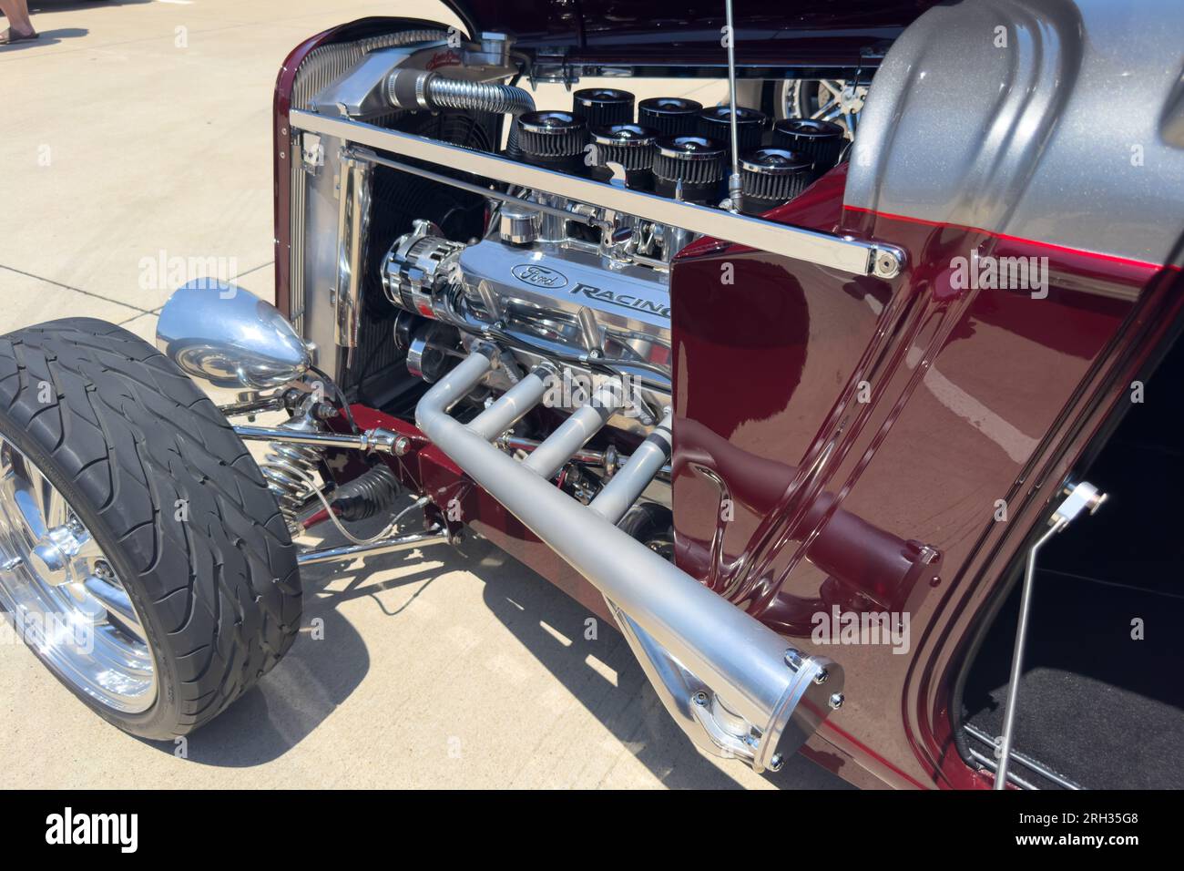 Little Elm, Texas - June 11, 2023: Classic 1932 Ford Roadster parked at car exhibition. Stock Photo