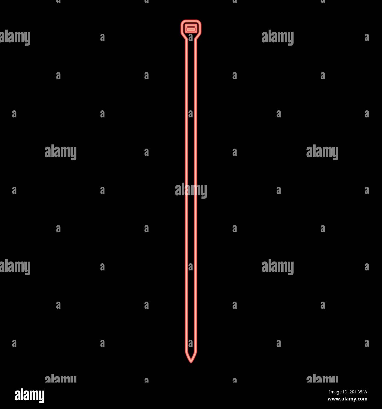 Neon cable tie zip building material red color vector illustration