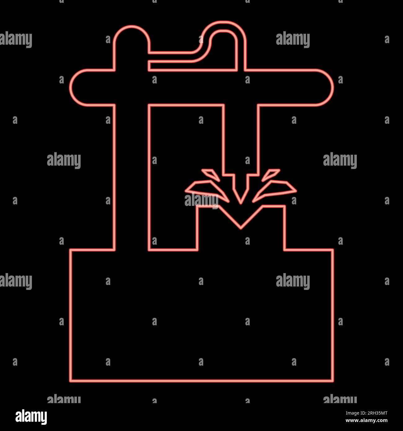 Neon cnc 3D milling machine technology automated concept red color ...