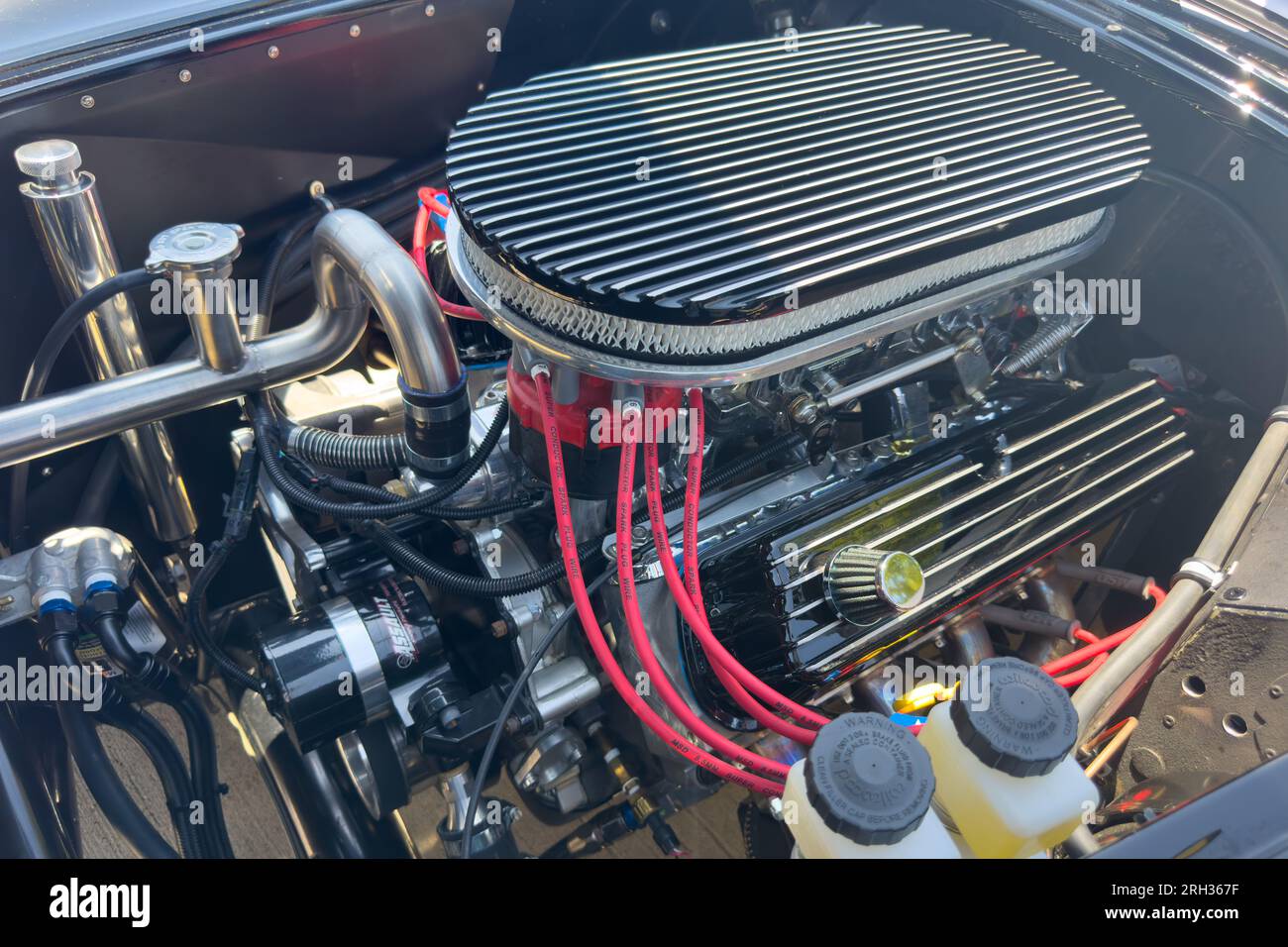 Little Elm, Texas June 11, 2023 Closeup of Cobra Jet engine at car