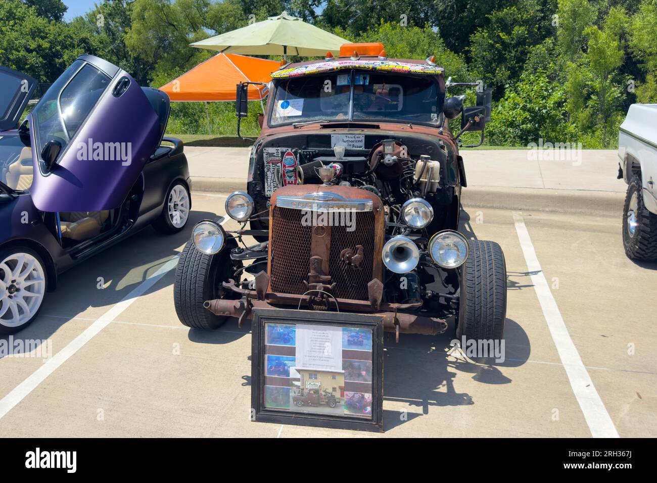 Little Elm, Texas June 11, 2023 Old metallic Chevrolet street rod in