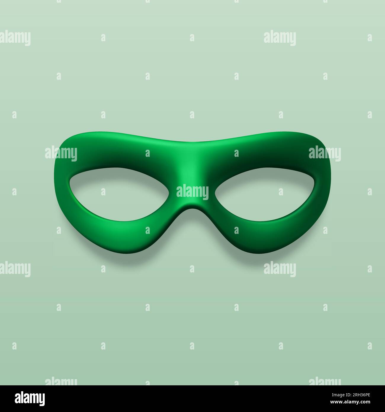 Vector 3d Realistic Blank Green Hero Carnival Eye Mask Icon Closeup