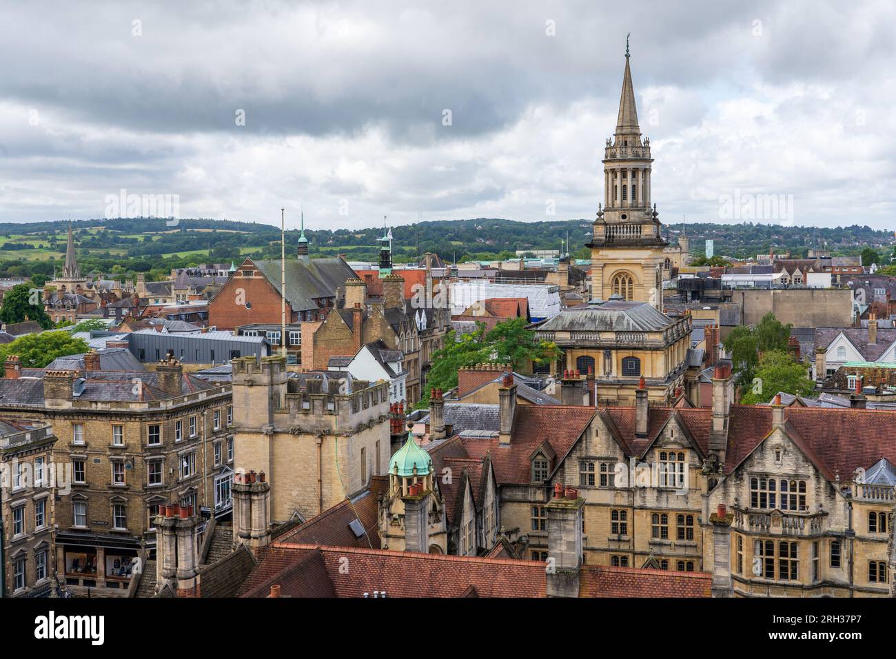 Rooftop view of Oxford from the tower of The University Church of St