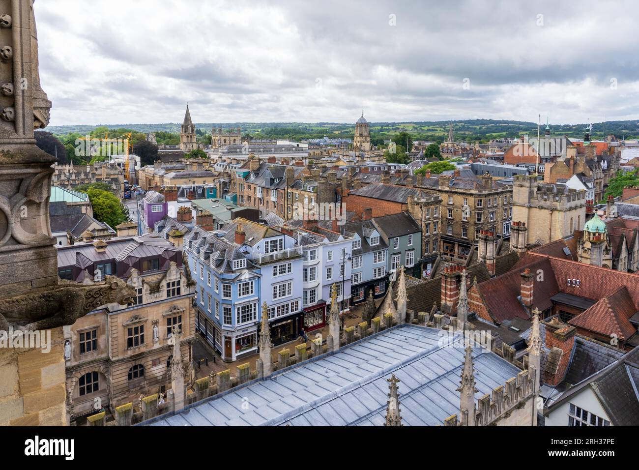 Rooftop view of Oxford from the tower of The University Church of St