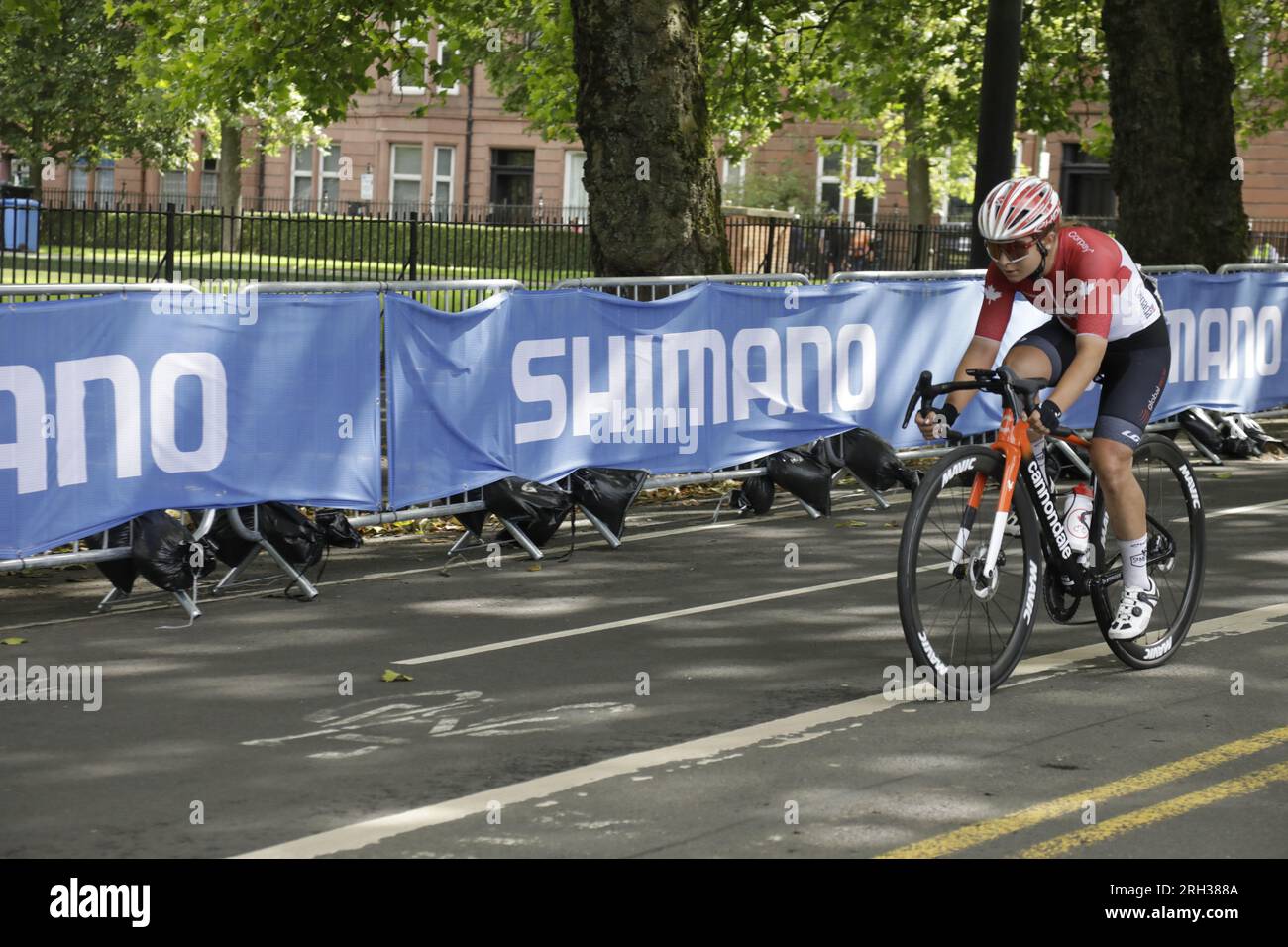 Glasgow, Scotland, UK. 13th August 2023. Glasgow, Scotland, UK.  The UCI Cycling World Championships finished with the Women Elite Road Race, which started at Loch Lomond and ended with six laps of Glasgow's city streets. Credit: Elizabeth Leyden/Alamy Live News Stock Photo