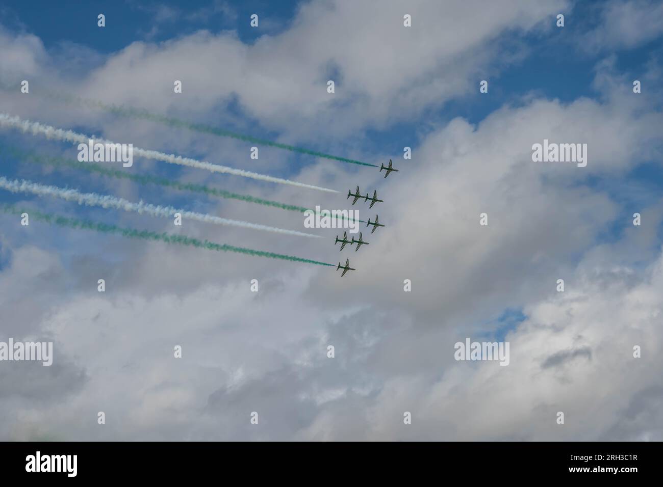GLOUCESTERSHIRE, ENGLAND - 15 July 2023: Royal Saudi Air Force BAE Systems Hawk MK65 Hawks at RIAT 2023 Stock Photo