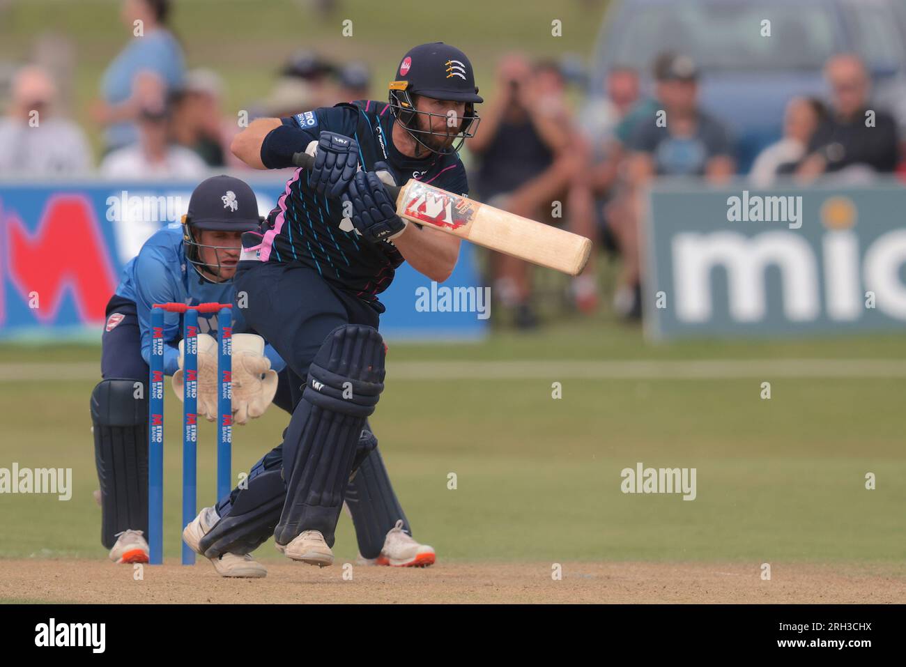 Beckenham, Kent, UK. 13th Aug, 2023. Middlesex's Mark Stoneman batting as Kent take on Middlesex in the Metro Bank One Day Cup at Beckenham. Credit: David Rowe/Alamy Live News Stock Photo