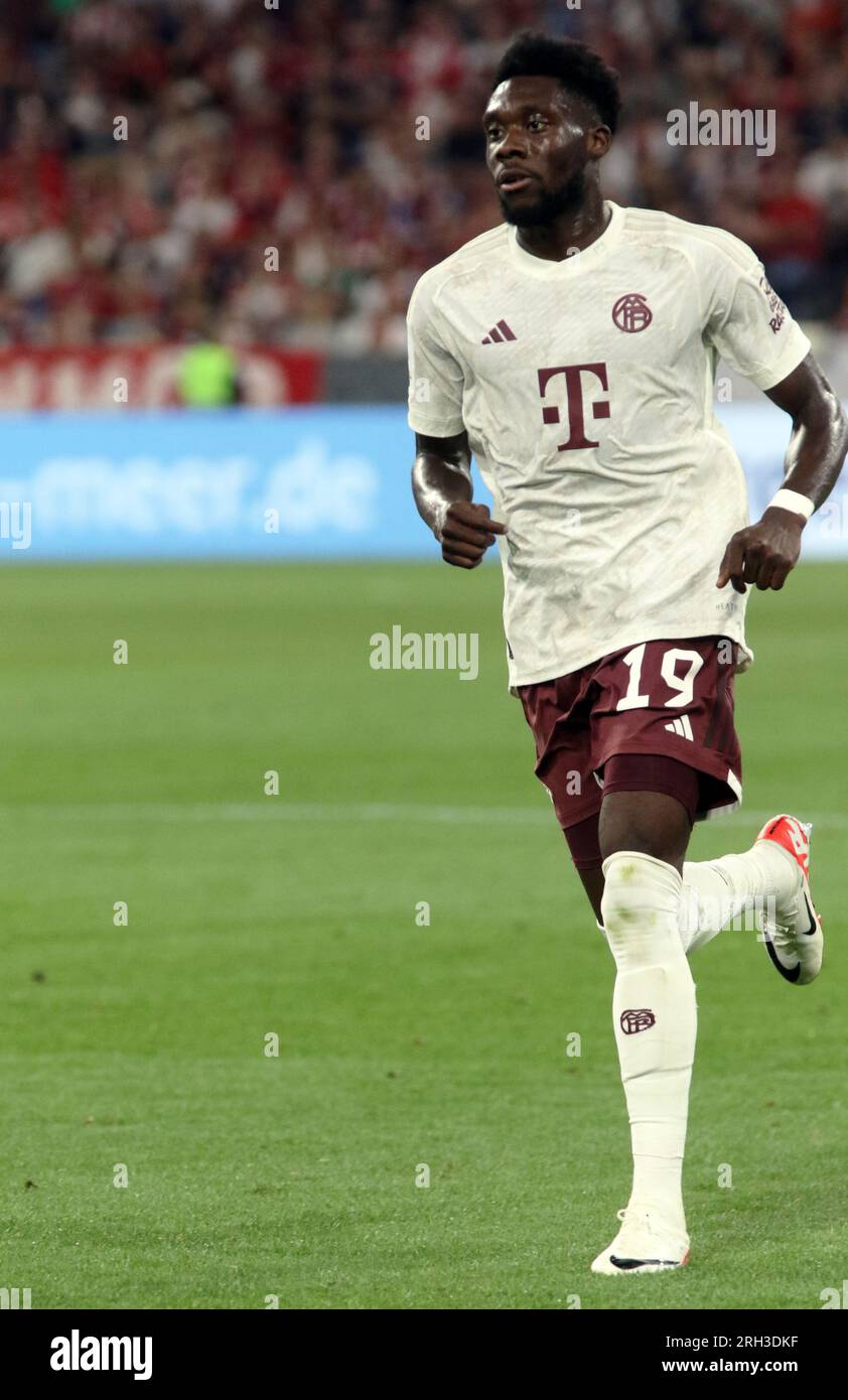 MUNICH, Germany. , . 19, Alphonso Davies of Fc Bayern Muenchen during the Supercup Football match between Fc Bayern Muenchen and RB LEIPZIG at the Allianz Arena in Munich on 12. AUGUSTR 2023, Germany. DFL, Fussball, 0:3 (Photo and copyright @ ATP images/Arthur THILL (THILL Arthur/ATP/SPP) Credit: SPP Sport Press Photo. /Alamy Live News Stock Photo