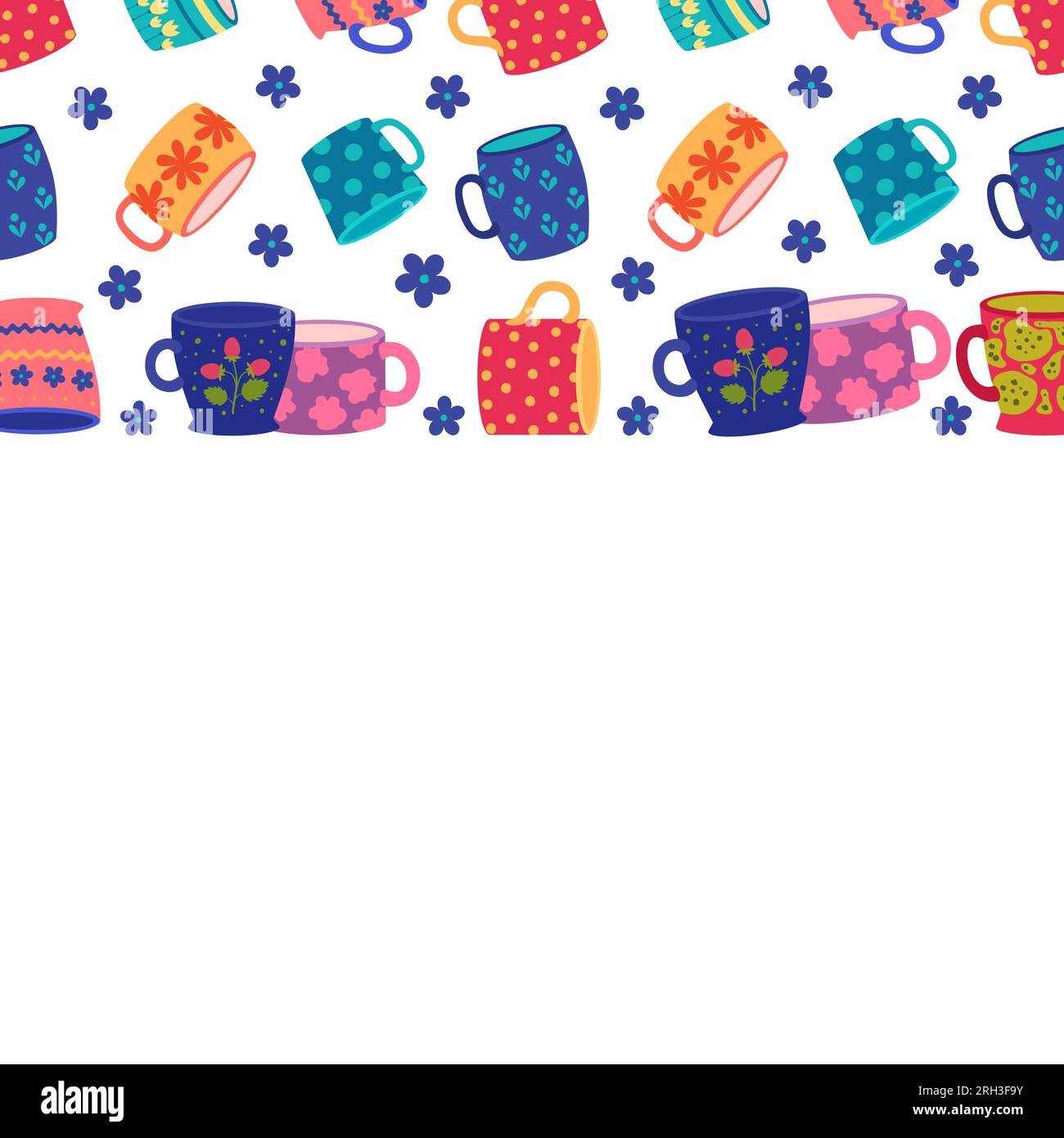 Cups background. decorated cups template with place for personal text ...