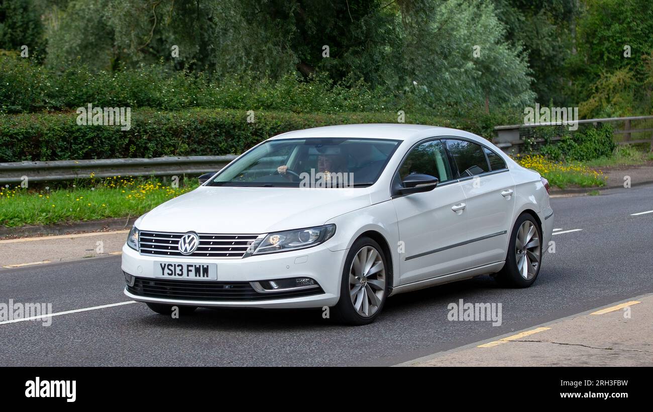 Milton Keynes UK Aug 13th 2023 2013 White Diesel Engine Volkswagen milton-keynes-uk-aug-13th-2023-2013-white-diesel-engine-volkswagen