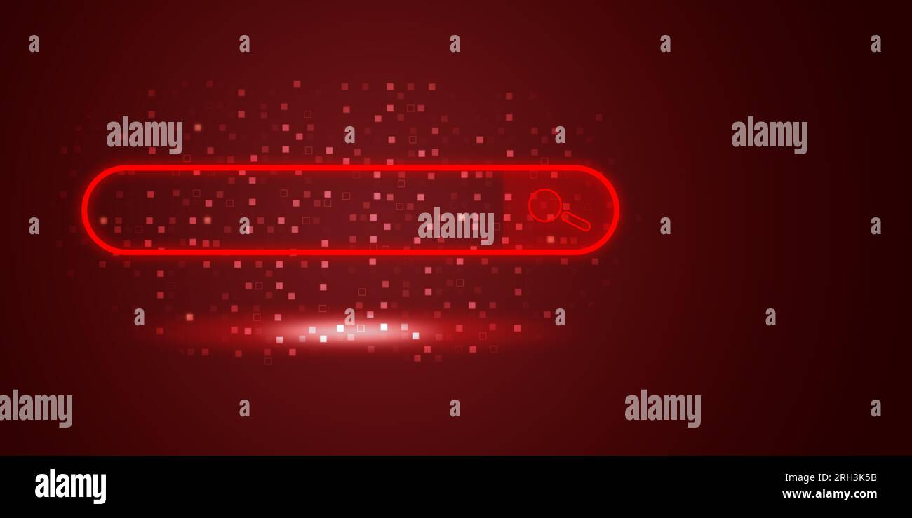 Virtual loading bar icon for input and search of information, red
