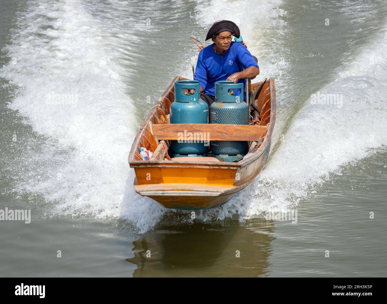 BANGKOK, THAILAND, FEB 23 2023, Transportation of gas cylinders on a