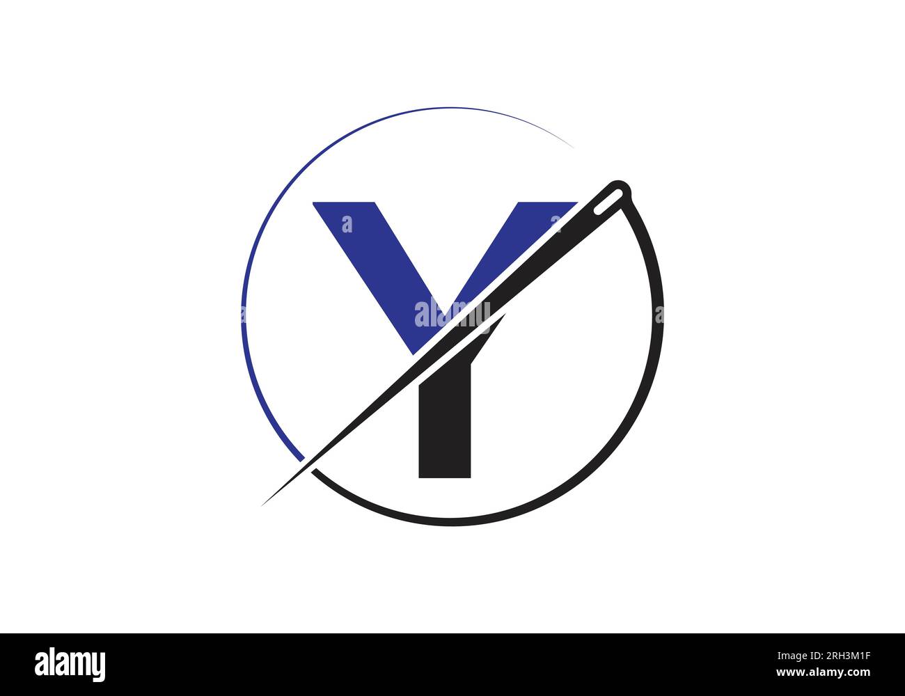 Initial Letter Y With Tailor Logo, Needle and Thread Combination for