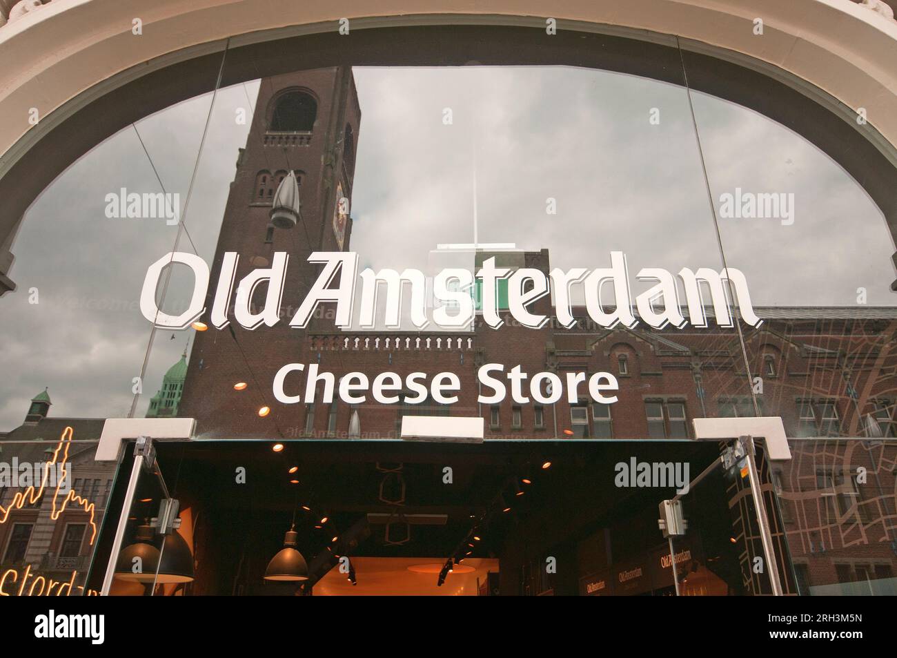 Old Amsterdam Cheese Store in Damrak street, Amsterdam, Netherlands Stock Photo