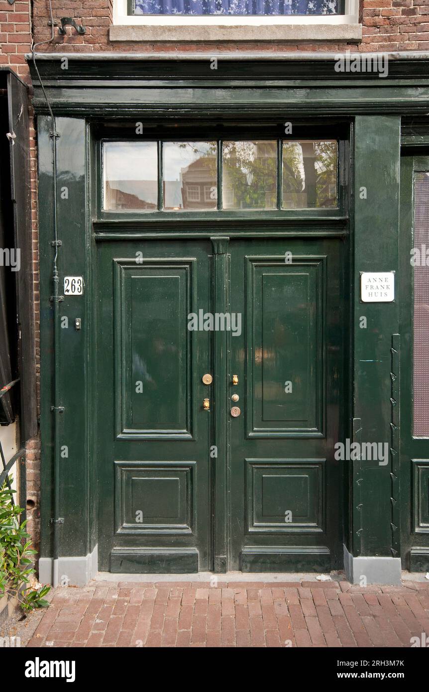 Front door of Anne Frank House in Prinsengracht 263, Amsterdam