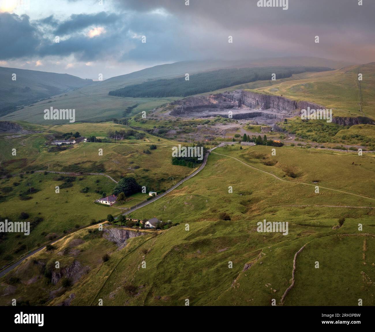 The limestone quarries in Penwyllt (wild headland) in the Upper Swansea Valley, popular with caving clubs in the UK Stock Photo