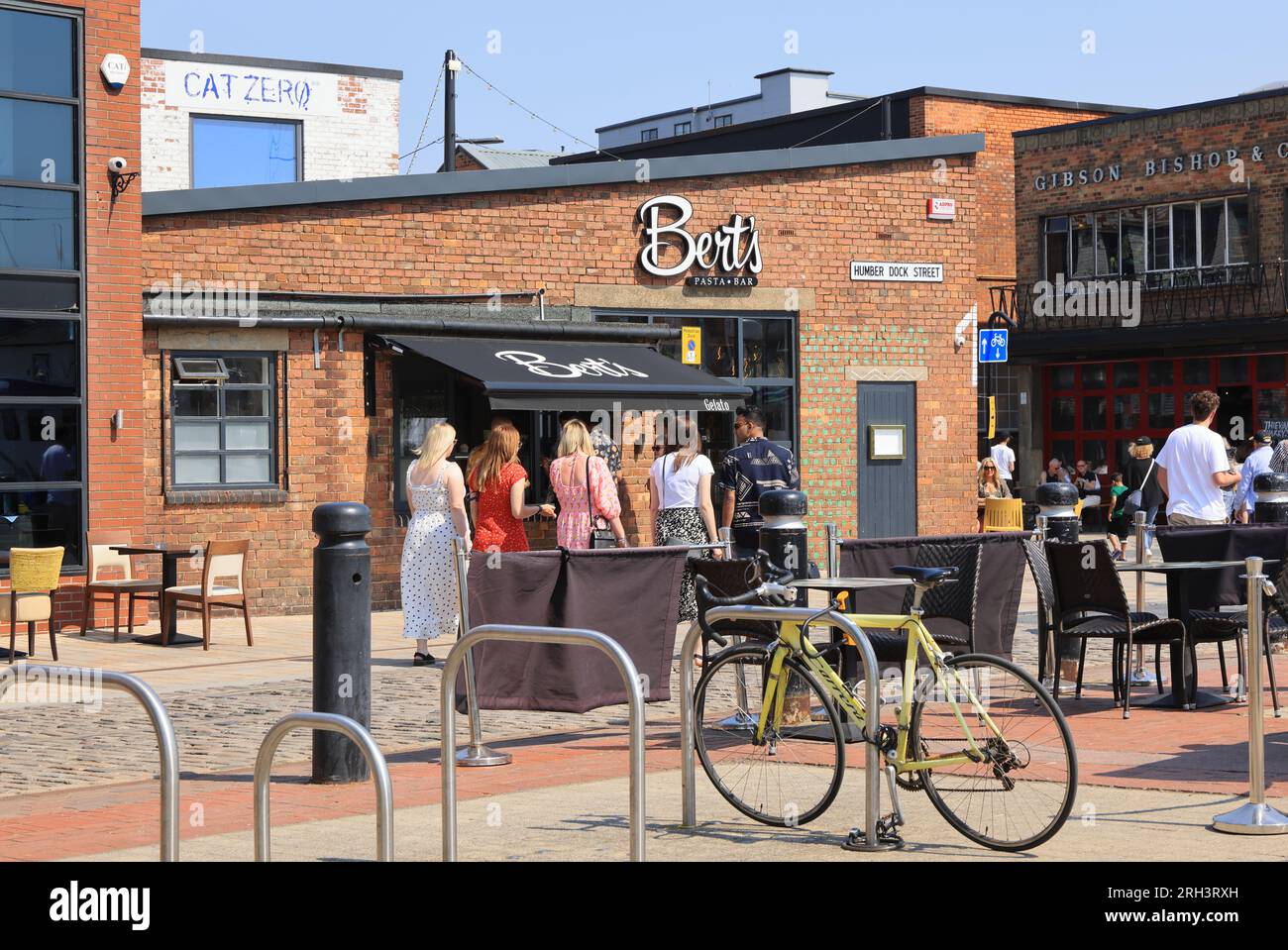 Trendy bars on Humber Dock Street in Hull, South Yorkshire, UK Stock