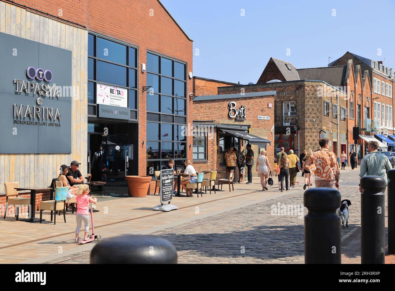 Trendy bars on Humber Dock Street in Hull, South Yorkshire, UK Stock