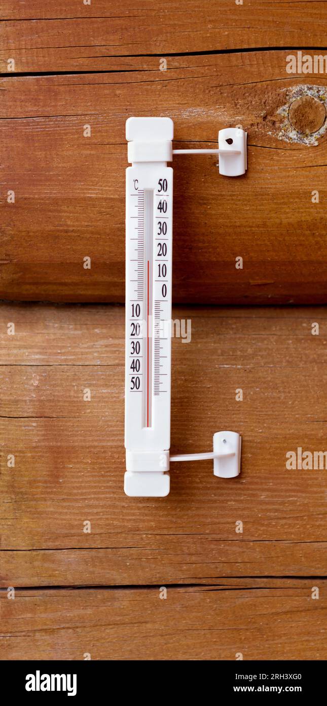 https://c8.alamy.com/comp/2RH3XG0/thermometer-on-the-wall-of-a-wooden-house-weather-thermometer-in-degrees-celsius-2RH3XG0.jpg