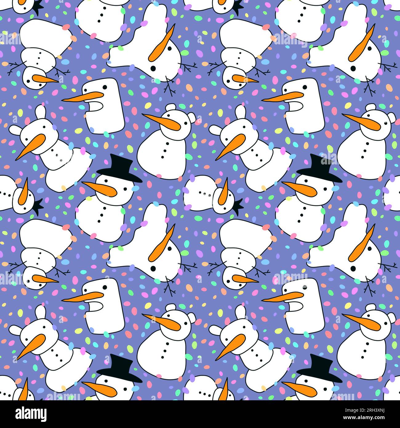 Christmas cartoon snowman seamless winter ice pattern for wrapping ...