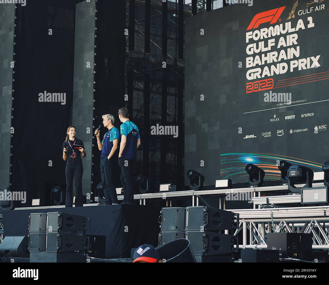 Alexander Albon and Logan Sargeant of Williams - 2023 Bahrain Grand Prix Stock Photo