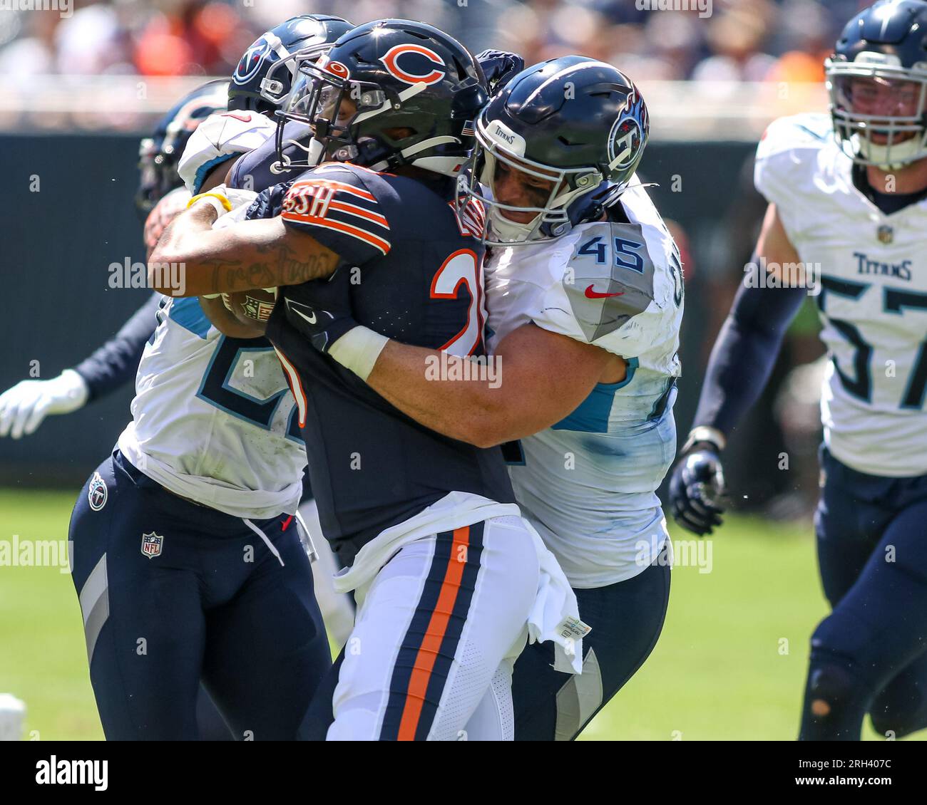 Tennessee Titans linebacker Chance Campbell (45) in action during the first  half of an preseason NFL football game against the Baltimore Ravens,  Thursday, Aug. 11, 2022, in Baltimore. (AP Photo/Nick Wass Stock