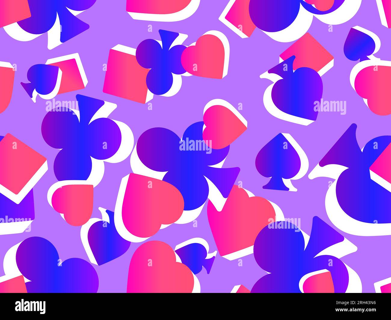 Seamless pattern with card suits: diamonds, hearts, clubs, spades in 3d ...